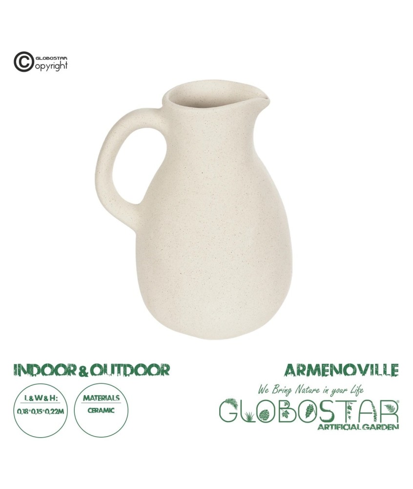 GloboStar® Artificial Garden ARMENOVILLE 21506 Διακοσμητικό Κεραμικό Βάζo Μπέζ Μ18 x Π15 x Υ22 cm